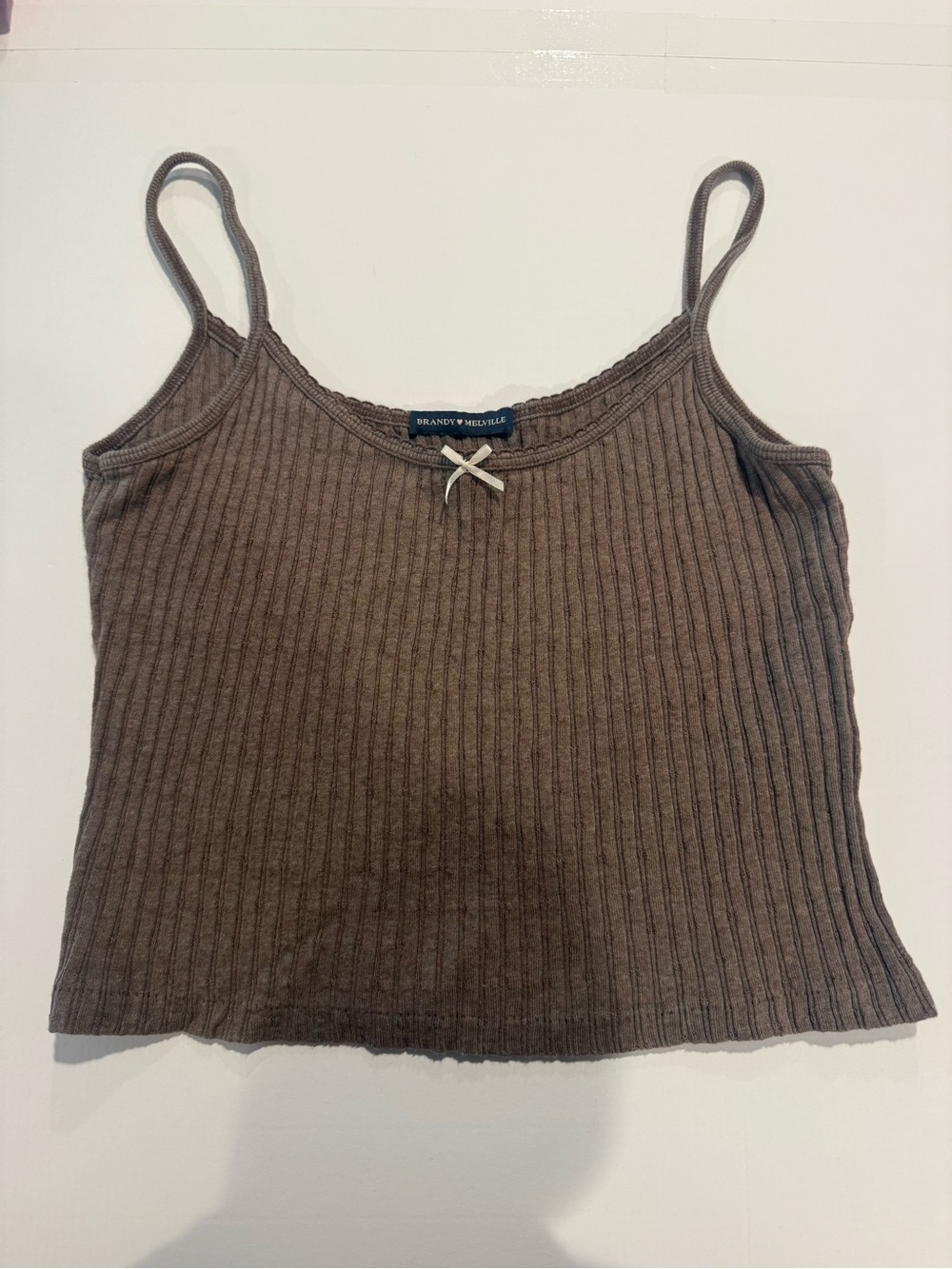 Brandy Melville Brown Ribbed Spaghetti Strap Cami